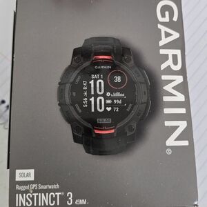 Garmin Instinct 3 Solar GPS Watch - Black and Red